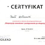 Certyfikat Ekspozycje zawodowe i postepowanie poekspozycyjne 2014