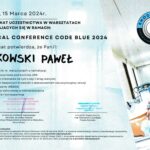 Certyfikat uczestnictwa w I Warsztatach CODE BLUE 2024