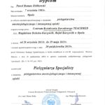 Dyplom Specjalisty w dziedzinie Pielęgniarstwa Anestezjologicznego i Intensywnej Opieki 2015